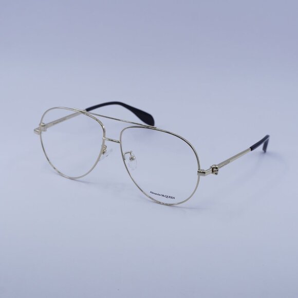 Alexander McQueen AM0260O 001 Eyeglasses Gold 61mm Aviator Frame - Picture 4 of 10